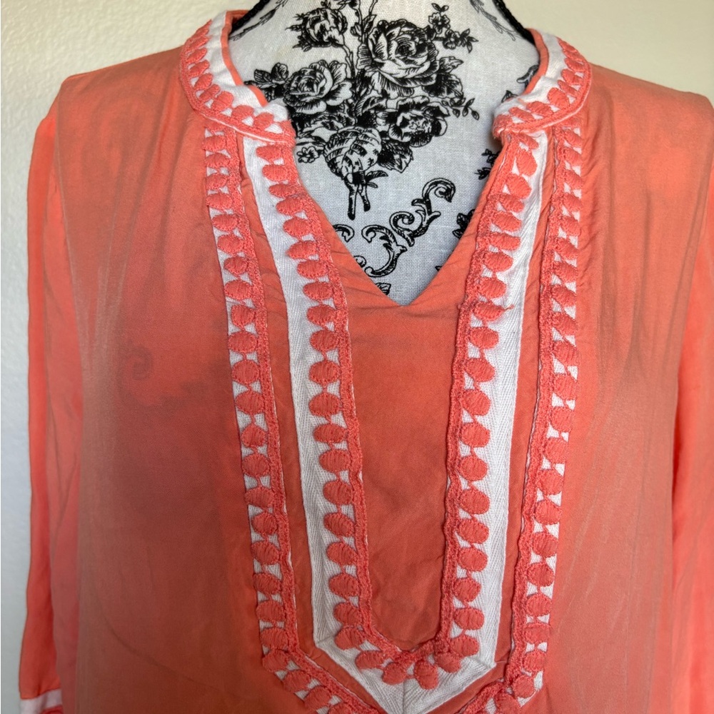Coral Embroidered Women's Tunic - Picture 4 of 5